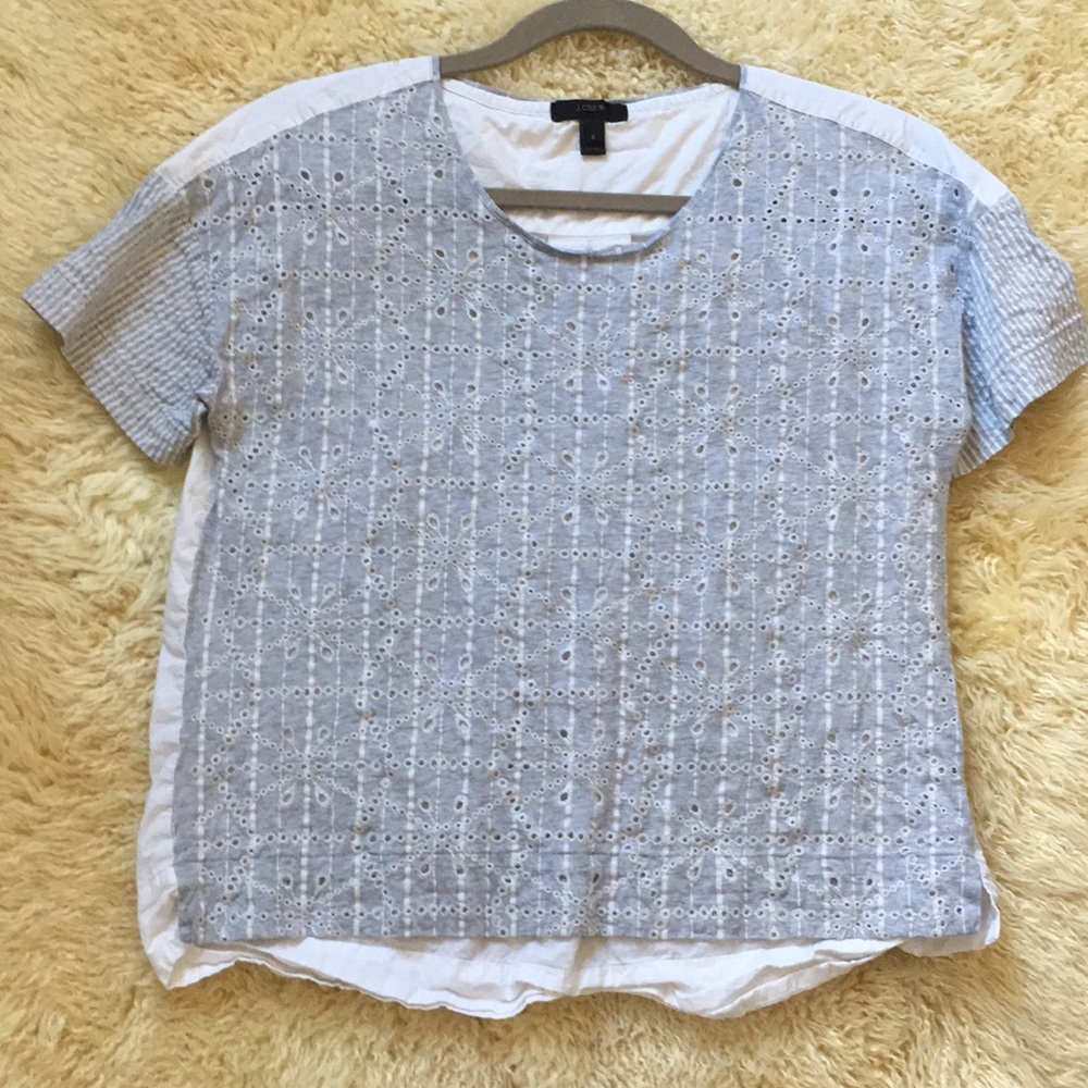J. Crew short sleeve top with embroidery